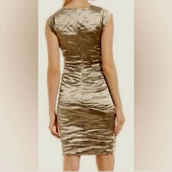 Nicole Miller Dark Bronze Bodycon Dress. Ruched. - Picture 10 of 10